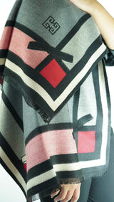 Grey/Pink/Red Patterned Scarf