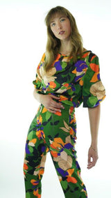 Green Avanti Milano Floral Patterned Blouse W/Pants