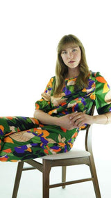 Green Avanti Milano Floral Patterned Blouse W/Pants