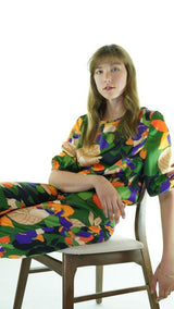 Green Avanti Milano Floral Patterned Blouse W/Pants