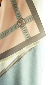 Beige/Blue/Brown/Salmon Patterned Scarf