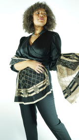 Black/Beige Patterned Scarf