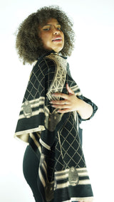 Black/Beige Patterned Scarf