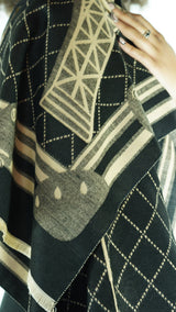 Black/Beige Patterned Scarf