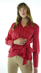 Red Avanti Milano Solid Collared Blouse
