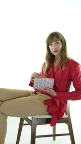 Red Avanti Milano Solid Collared Blouse