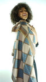 Sky Blue/ Tan Window Patterned Scarf