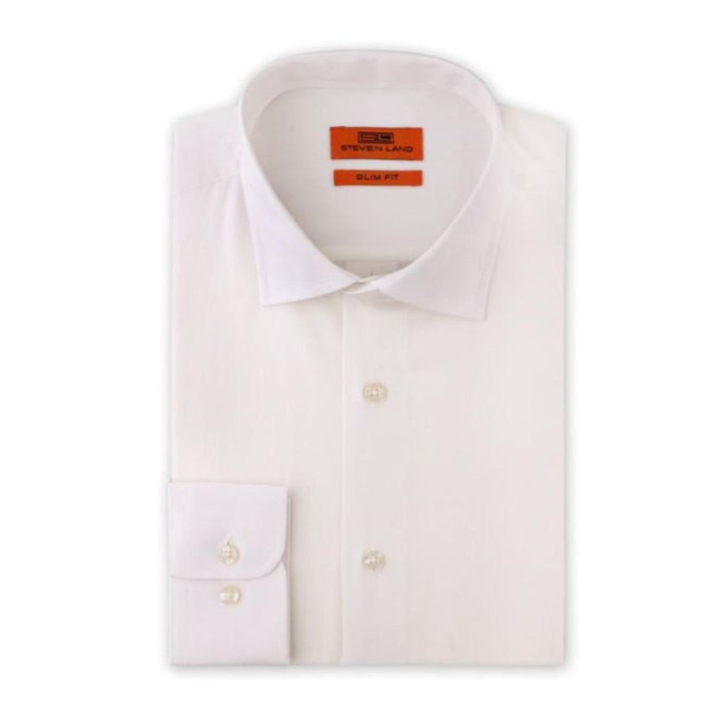 Egg Shell | Dress Shirt | Slim Fit | Cotton blend | Spread Collar | Barrel Button Cuff 17