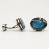 Avanti Milano Oval Ocean Blue/Black Cufflink