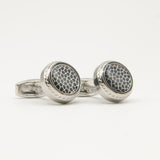 Avanti Milano Silver/Black Crack Patterned Cufflink