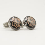 Avanti Milano Black/Rose Gold Floral Cufflinks