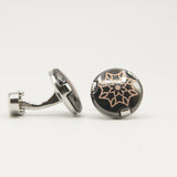 Avanti Milano Black/Rose Gold Floral Cufflinks