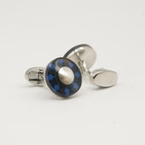Avanti Milano Round Blue Fractal Patterned Cufflink