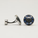 Avanti Milano Round Blue Fractal Patterned Cufflink