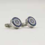 Avanti Milano Round Blue/White Patterned Cufflink