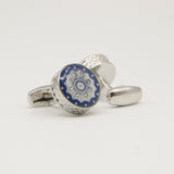 Avanti Milano Round Blue/White Patterned Cufflink