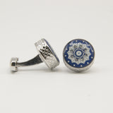 Avanti Milano Round Blue/White Patterned Cufflink