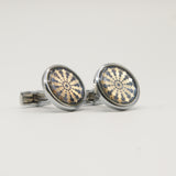 Avanti Milano Round Silver/Gold Fractal Patterned Cufflink