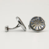 Avanti Milano Round Silver/Gold Fractal Patterned Cufflink