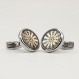 Avanti Milano Round Silver/Gold Fractal Patterned Cufflink