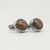 Avanti Milano Round Beige Puzzle Patterned Cufflink