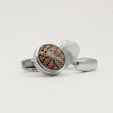 Avanti Milano Round Beige Puzzle Patterned Cufflink