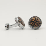 Avanti Milano Round Beige Puzzle Patterned Cufflink