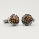 Avanti Milano Round Beige Puzzle Patterned Cufflink