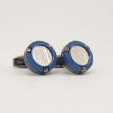 Avanti Milano Round Blue/Silver Textured Cufflink