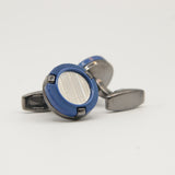 Avanti Milano Round Blue/Silver Textured Cufflink