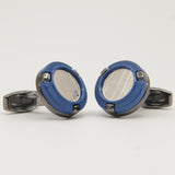 Avanti Milano Round Blue/Silver Textured Cufflink