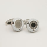 Avanti Milano Round White/Silver Textured Cufflink