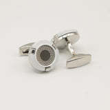 Avanti Milano Round White/Silver Textured Cufflink