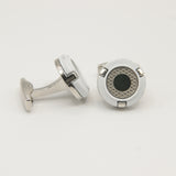 Avanti Milano Round White/Silver Textured Cufflink