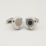 Avanti Milano Round White/Silver Textured Cufflink