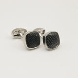 Avanti Milano Square Black/Silver Square Patterned Cufflink