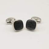 Avanti Milano Square Black/Silver Square Patterned Cufflink