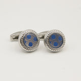 Avanti Milano Round Blue/Silver Circle Patterned Cufflinks