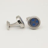Avanti Milano Round Blue/Silver Circle Patterned Cufflinks