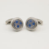 Avanti Milano Round Blue/Silver Circle Patterned Cufflinks