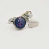 Avanti Milano Round Blue/Pink Glitter Cufflinks