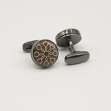 Avanti Milano Round Brown/Beige Circular Patterned Cufflink