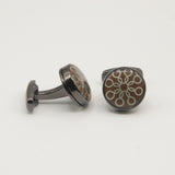 Avanti Milano Round Brown/Beige Circular Patterned Cufflink