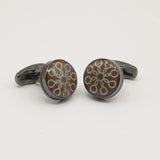 Avanti Milano Round Brown/Beige Circular Patterned Cufflink
