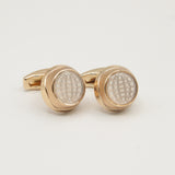 Avanti Milano Round Gold/White Globe Patterned Cufflink