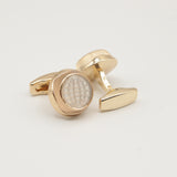 Avanti Milano Round Gold/White Globe Patterned Cufflink