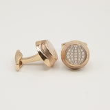 Avanti Milano Round Gold/White Globe Patterned Cufflink