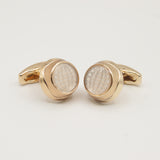 Avanti Milano Round Gold/White Globe Patterned Cufflink