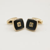Avanti Milano Square Black/Gold Bejeweled Cufflink