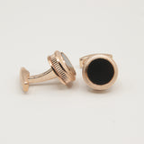 Avanti Milano Round Black/Gold Textured Cufflink
